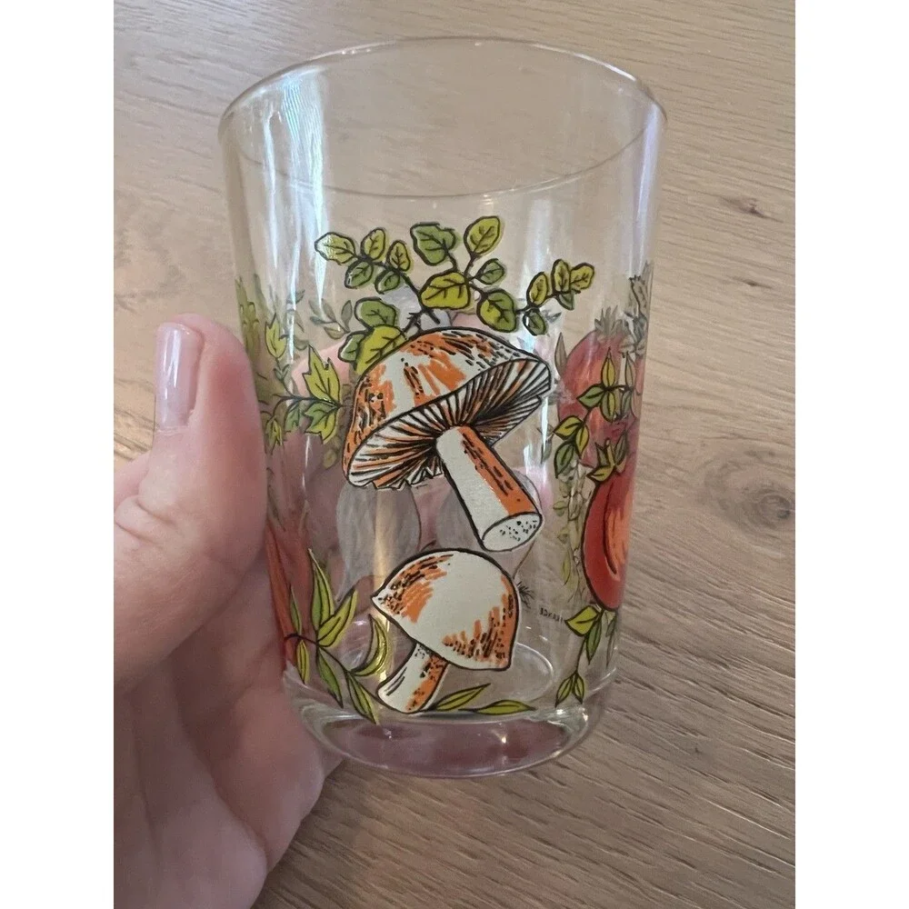 Arcoroc France Spice of Life Glass Tumbler Mushroom Tomato Pattern